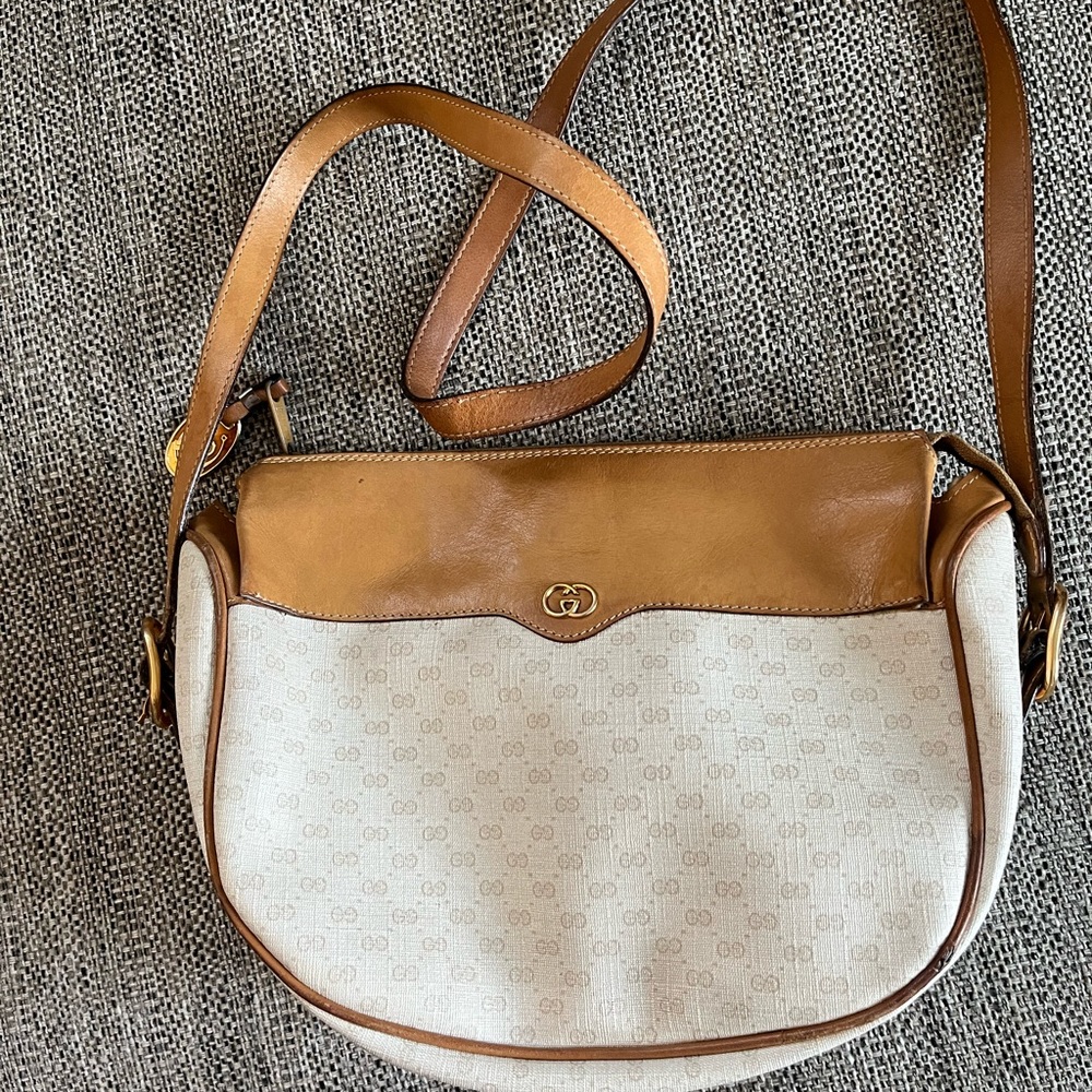 Vintage white canvas gucci bag